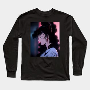 Anime Girl - Fem - 90s Cartoon Style - AI Long Sleeve T-Shirt